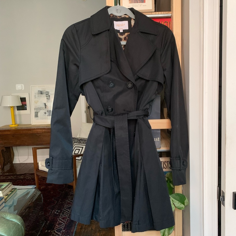 Laundry By Shelli Segal Black Double-Breasted Trench Coat. XS. New
